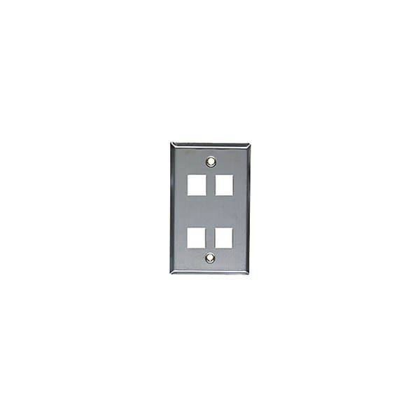 Allen Tel Versatap Faceplate, Stainless Steel, 4-Port ATBKF-VT-4 - main
